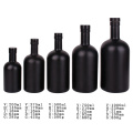 Luxury 200ml 375ml 500ml 750ml 1liter matte black liquor oil vodka wine glass bottle with stopper